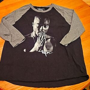 2pac Tupac Shakur praying hands 3/4 sleeve shirt